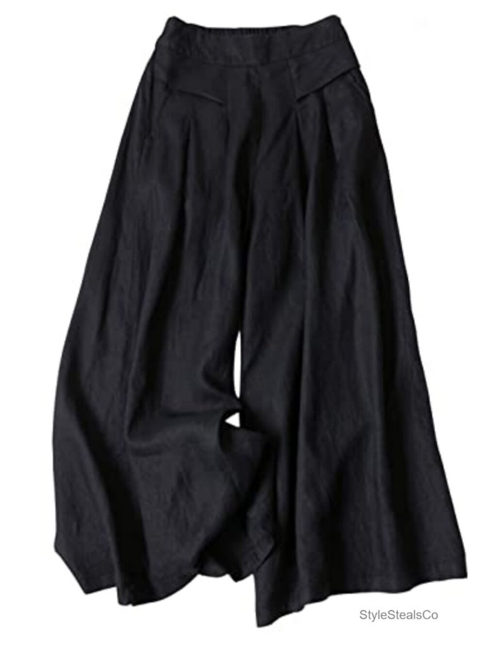 Linen Cropped Wide Leg Palazzo Pants Women's Casual Summer Trousers with Pockets